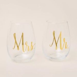 Mr & Mrs Stemless Wine Glasses